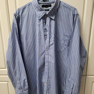 Tommy Hilfiger Blue and White Striped Shirt (L 16 1/2-17)